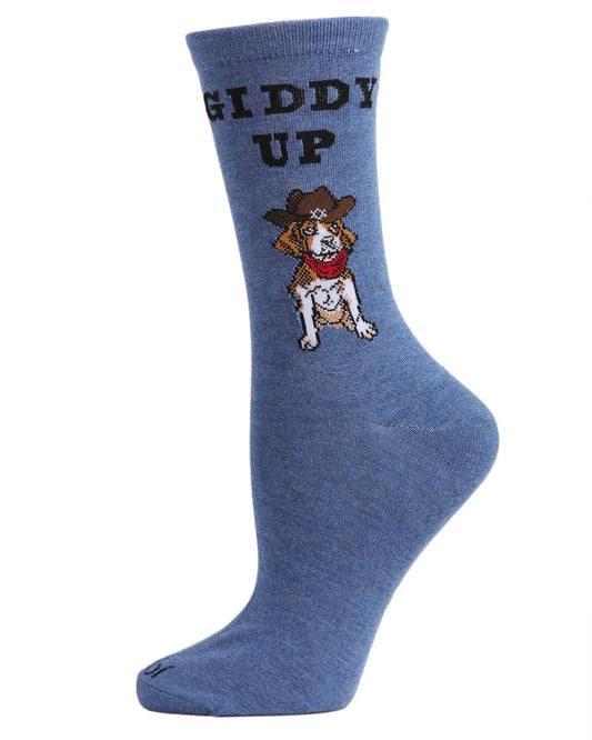 MeMoi Giddy Up Pup Denim Bamboo Crew