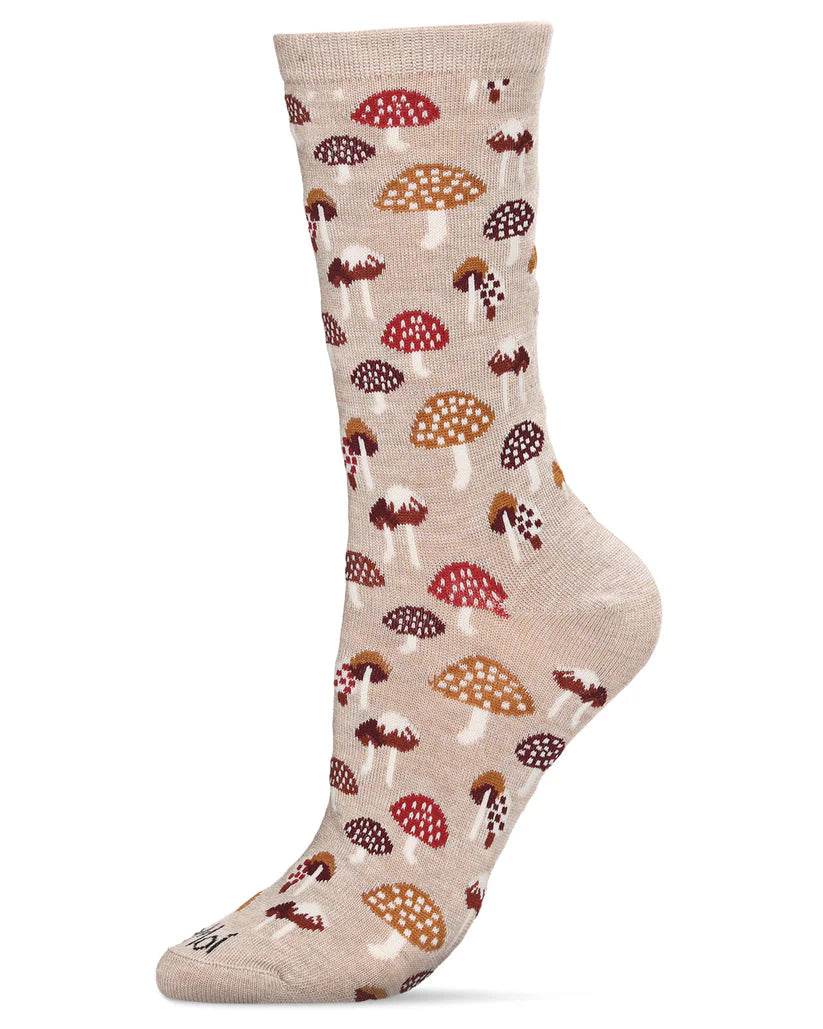 MeMoi Mushroom Fields Bamboo Crew Hemp Heather