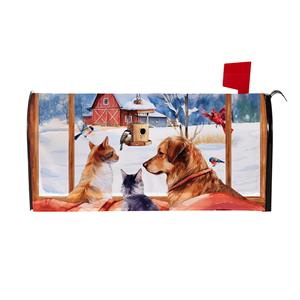 Evergreen Winter Farmhouse Friends Mailbox Cover