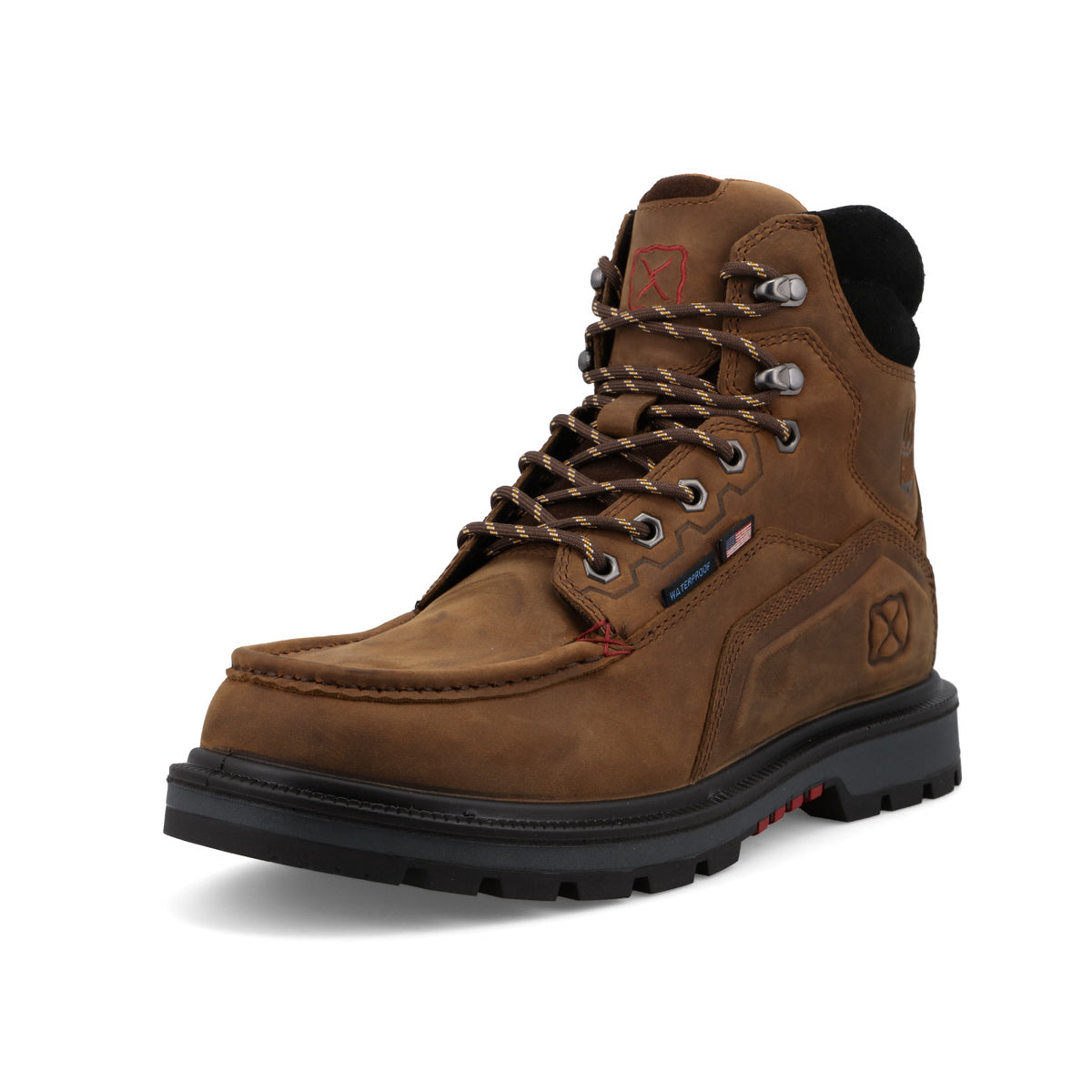 Twisted X Made in USA 6" Waterproof Moc Toe Work Boot Brown/Black