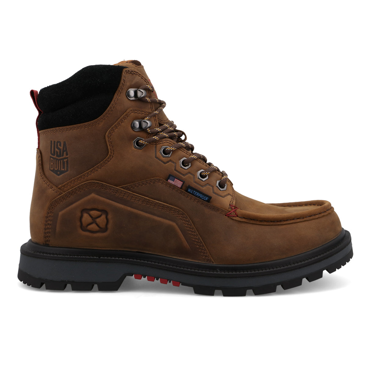Twisted X Made in USA 6" Waterproof Moc Toe Work Boot Brown/Black