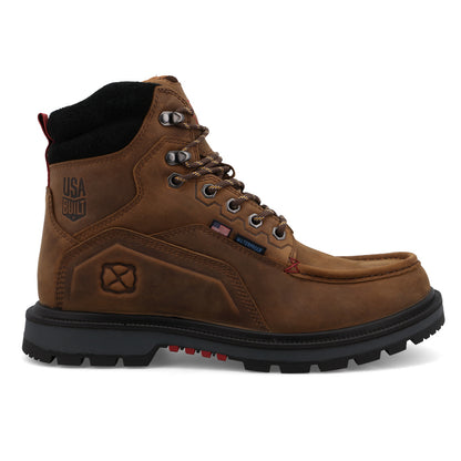 Twisted X Made in USA 6" Waterproof Moc Toe Work Boot Brown/Black