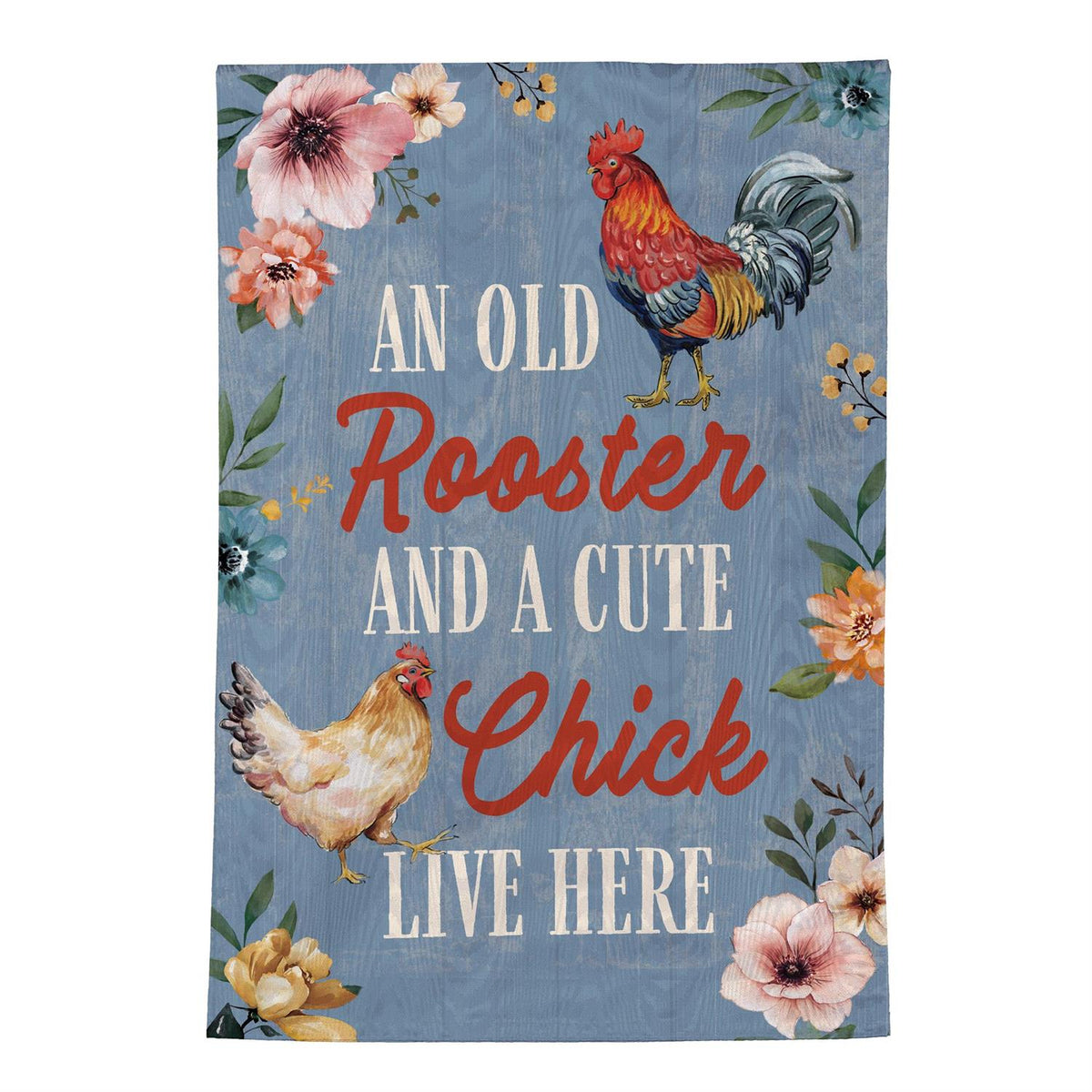 Evergreen Petal & Plow Rooster and Chick Moire Garden Flag