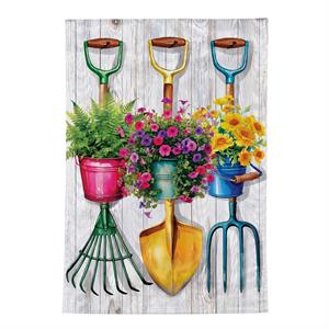 Evergreen Garden Tool Trio House Flag