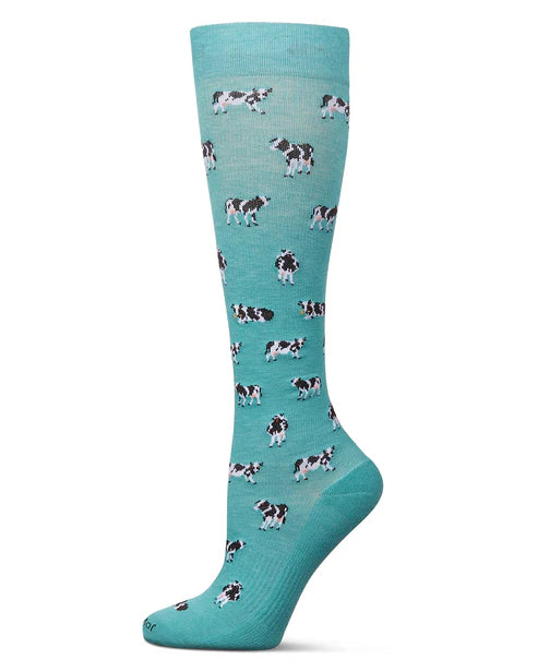 MeMoi Bamboo Compression Cows Teal