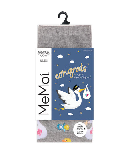 MeMoi So Storked Excited Greeting Card Socks