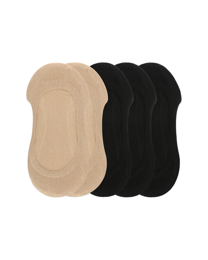 MeMoi Cotton Fine Edge Liner Black/Nude 5pk