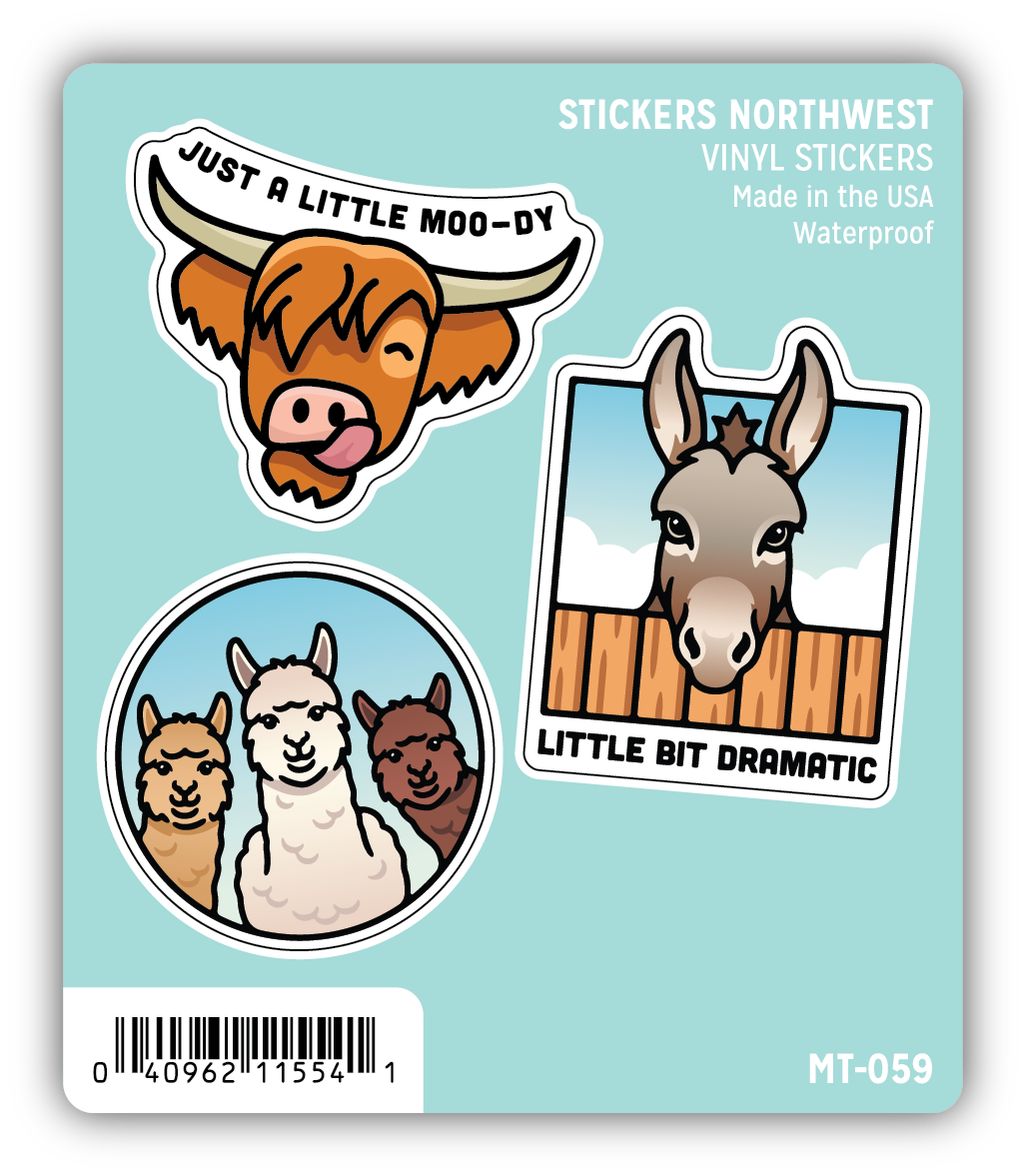 Stickers Northwest Livestock Animals Mini Trio