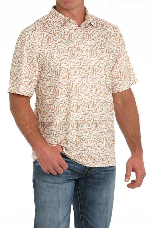 Cinch Arena Flex Polo Cream Short Sleeve