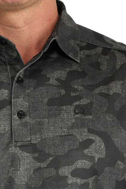 Cinch Arena Flex Polo Black Faded Camo