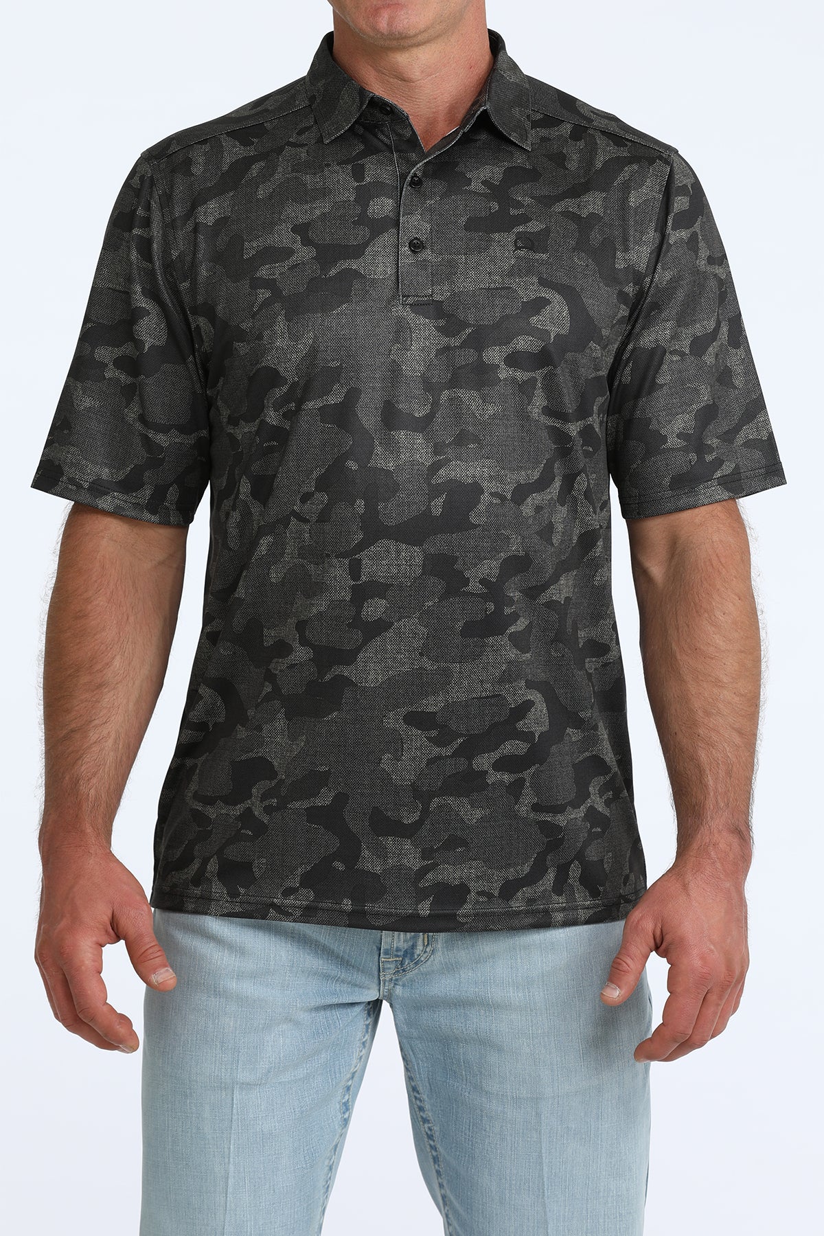 Cinch Arena Flex Polo Black Faded Camo