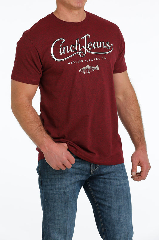 Cinch Short Sleeve Graphic Heather Burgundy