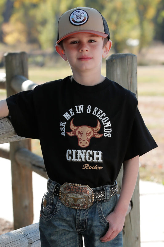 Cinch Ask Me In 8 Seconds Tee Black