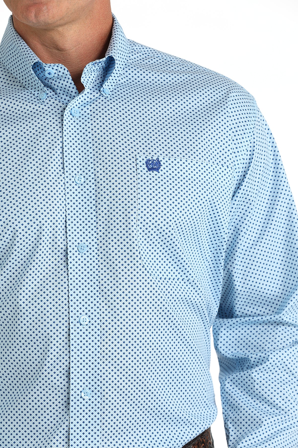 Cinch Long Sleeve Stretch Plain Weave Light Blue