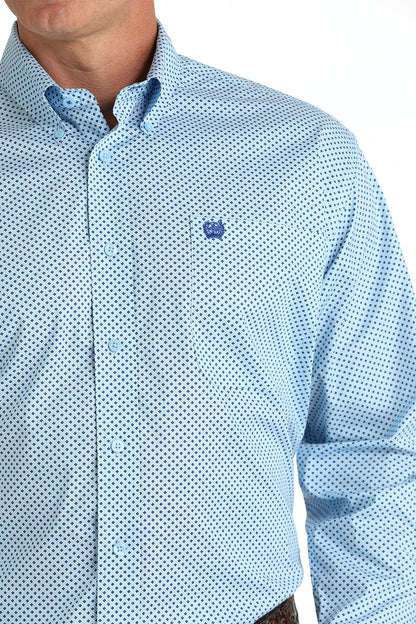 Cinch Long Sleeve Stretch Plain Weave Light Blue