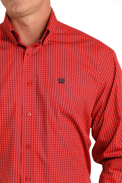 Cinch Long Sleeve $$ Print Shirt Red
