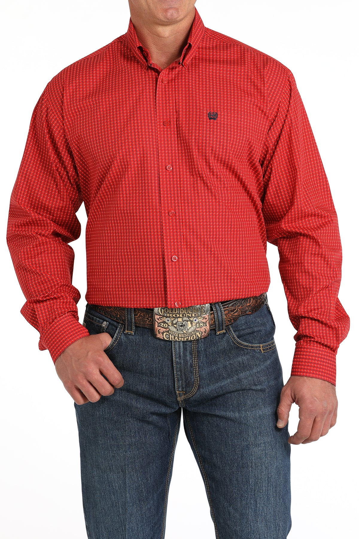 Cinch Long Sleeve $$ Print Shirt Red