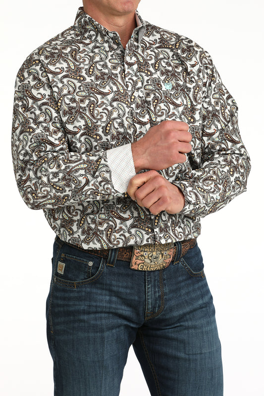 Cinch Mens Long Sleeve Paisley Print Shirt
