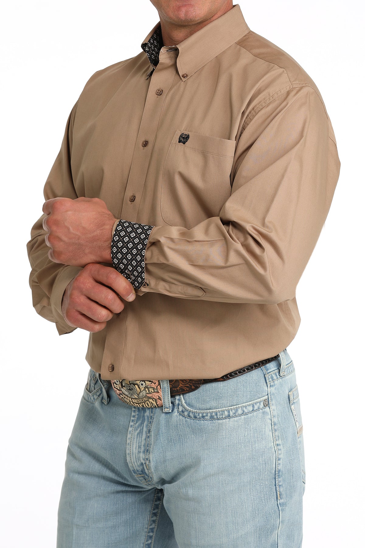 Cinch Solid Long Sleeve Shirt Khaki