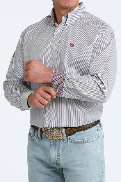 Cinch Long Sleeve Shirt Blue/White Stripe