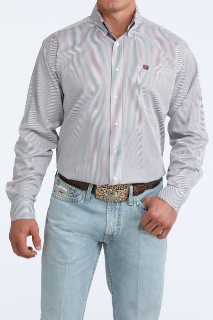 Cinch Long Sleeve Shirt Blue/White Stripe