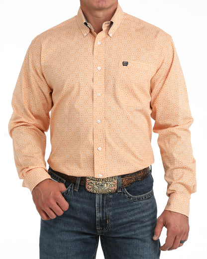 Cinch Long Sleeve Gold Print Button Down Shirt