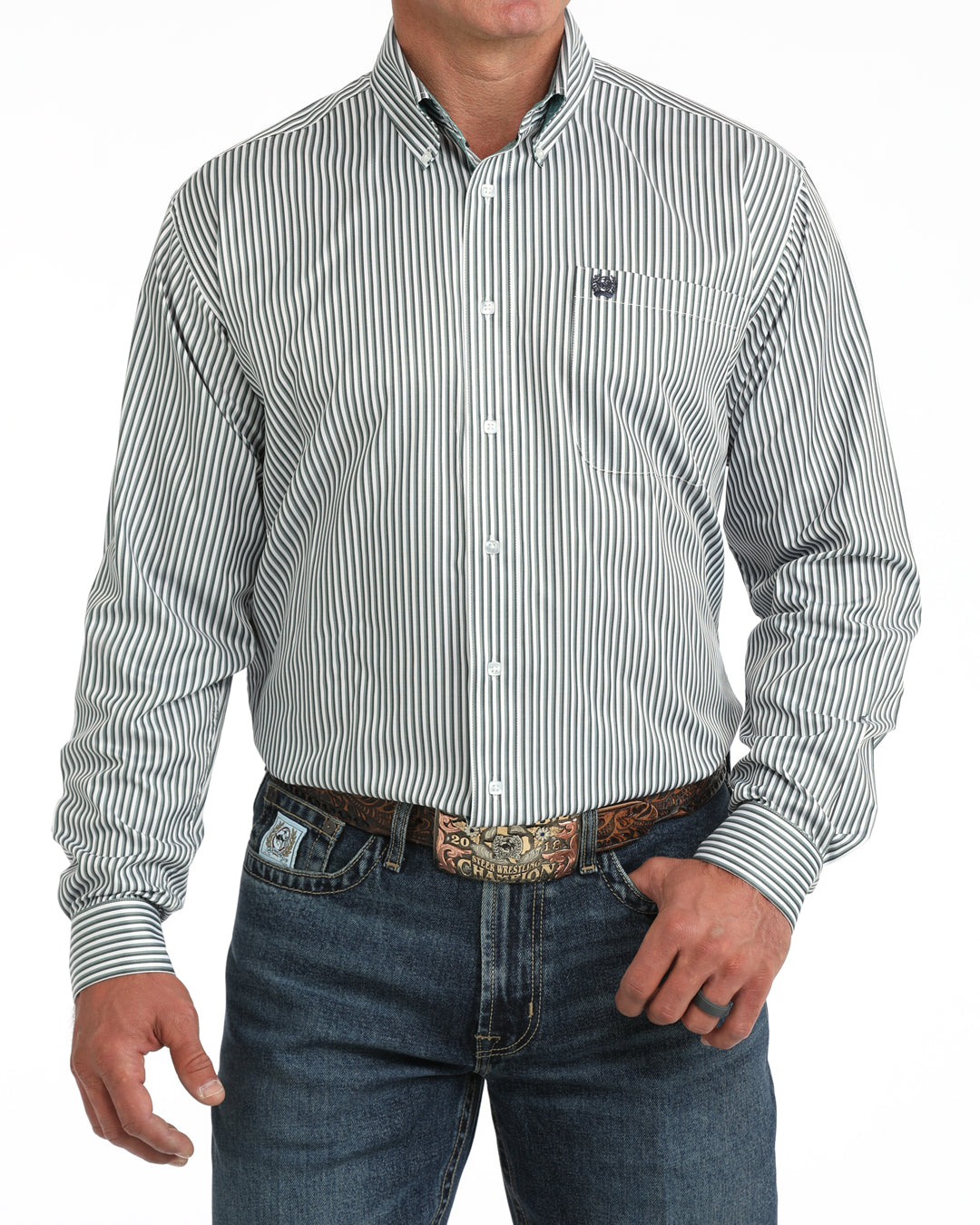 Cinch Tencel Long Sleeve Striped Button Shirt