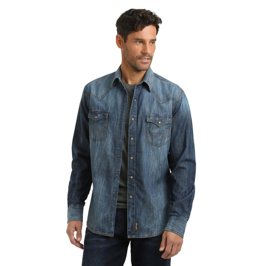Wrangler Retro Premium LS Shirt Blue Denim