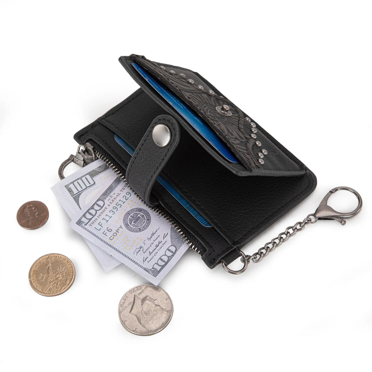 Montana West Floral Tooled Key Ring Wallet