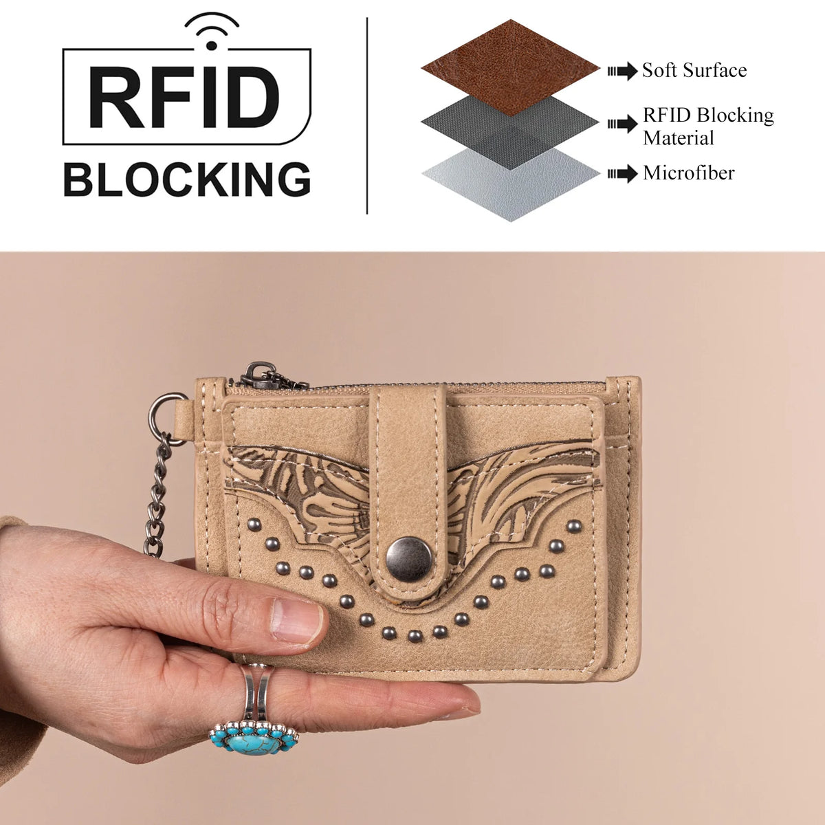 Montana West Floral Tooled Key Ring Wallet