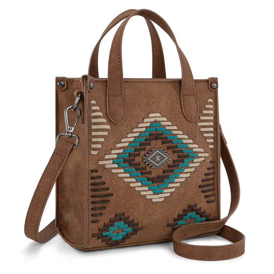 Montana West Aztec Collection Tote Crossbody Brown