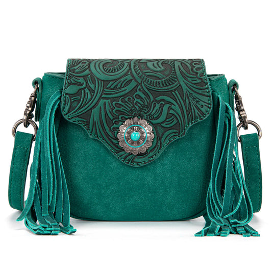 Montana West Embossed Fringe Mini Crossbody