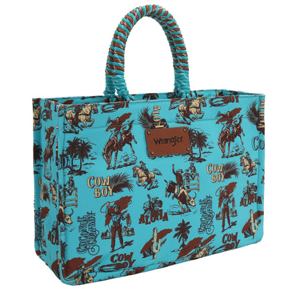 Montana West Wrangler Cowboy Canvas Wide Tote