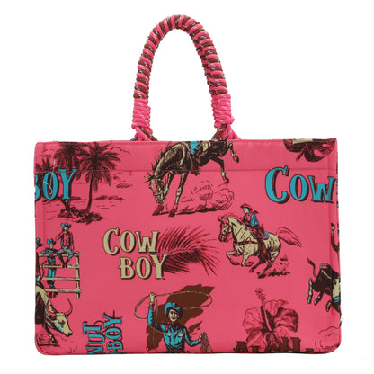 Montana West Wrangler Cowboy Canvas Wide Tote
