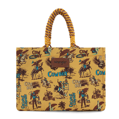 Montana West Wrangler Cowboy Canvas Wide Tote