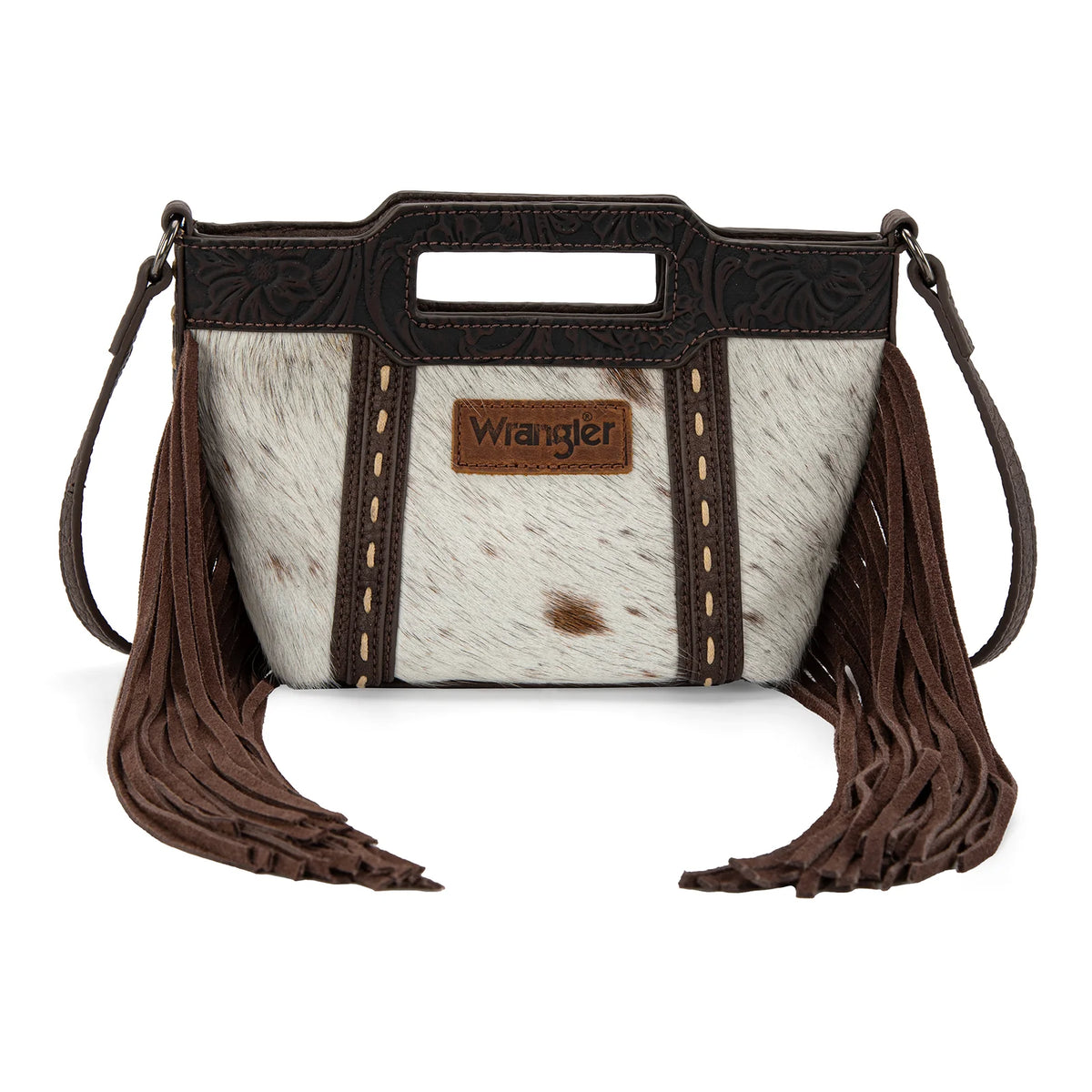 Montana West Wrangler Genuine Cowhide Top Handle Fringe Crossbody