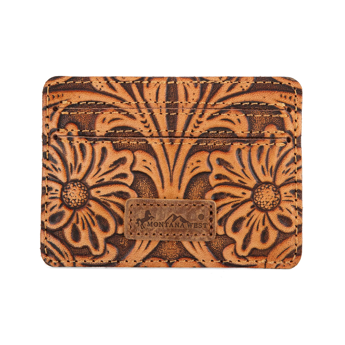 Montana West Tooled Genuine Leather Card Case