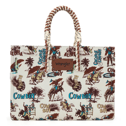 Montana West Wrangler Cowboy Canvas Wide Tote