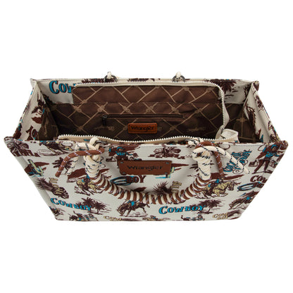 Montana West Wrangler Cowboy Canvas Wide Tote