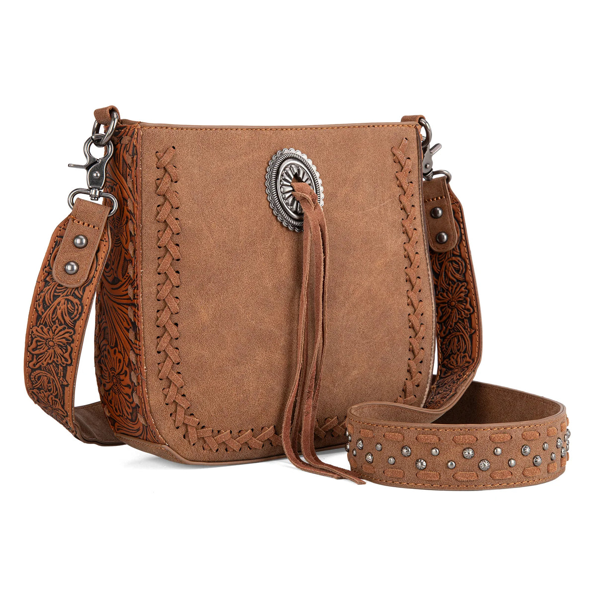 Montana West Tooled Crossbody Brown