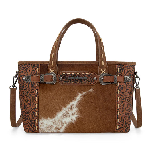 Montana West Trinity Ranch HOH Cowhide Tooled Tote/Crossbody
