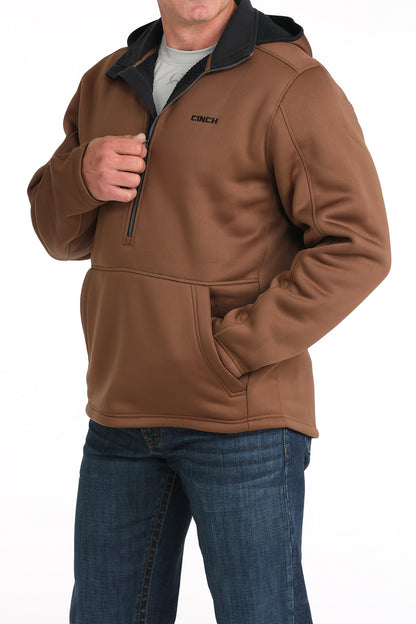 Cinch Mens Sherpa Lined 1/4 Zip Pullover Brown