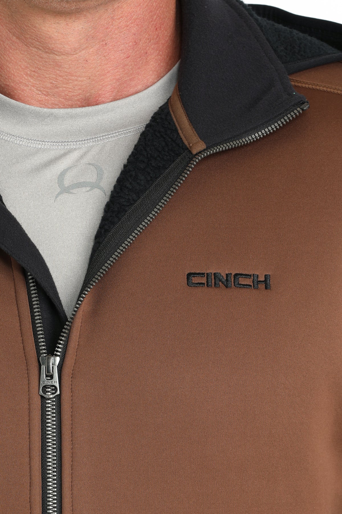 Cinch Mens Sherpa Lined 1/4 Zip Pullover Brown