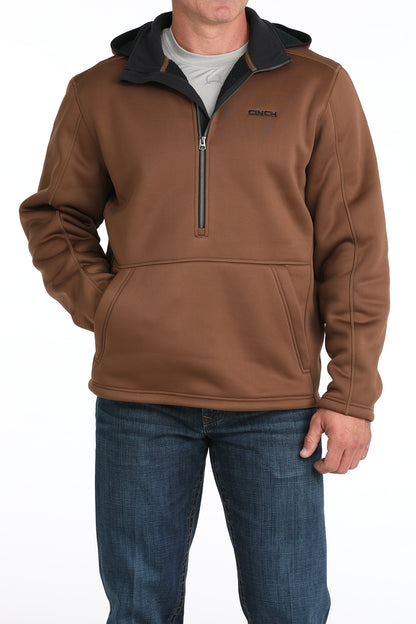 Cinch Mens Sherpa Lined 1/4 Zip Pullover Brown