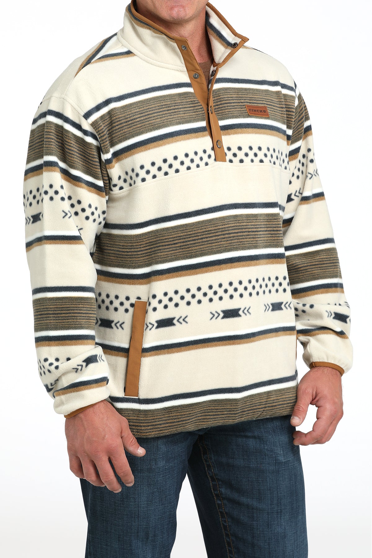 Cinch Mens Polar Fleece Pullover Cream