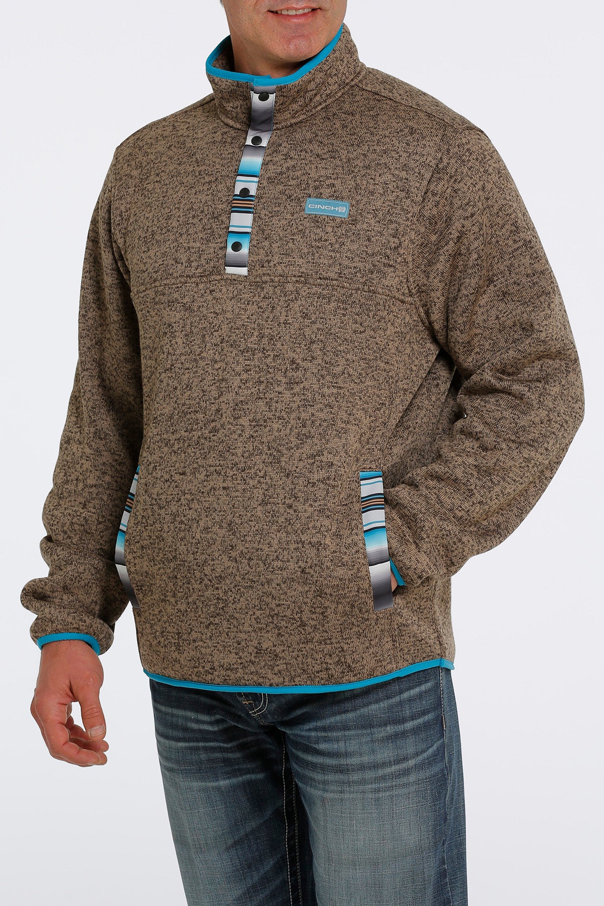 Cinch Fleece Pullover Brown Serape Accents