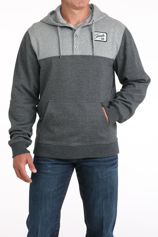 Cinch Two Tone Grey Henley Hoodie
