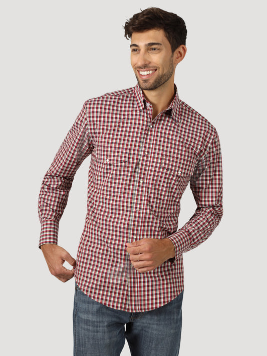 Wrangler Wrinkle Resist Long Sleeve Shirt Red/Khaki/Black