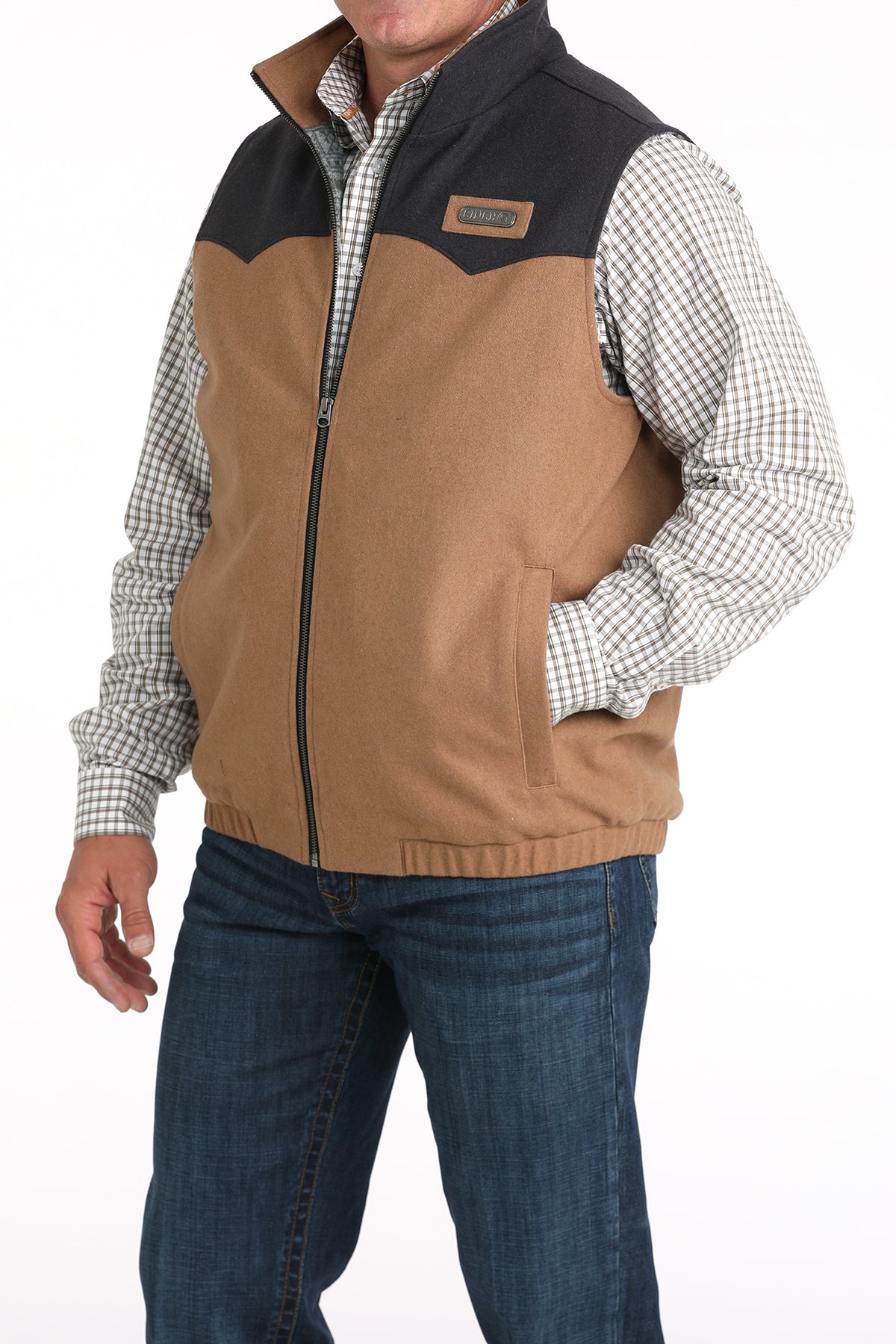 Cinch Mens Concealed Carry Wooly Vest Brown