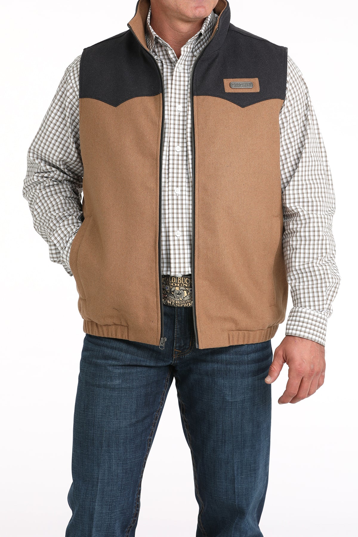 Cinch Mens Concealed Carry Wooly Vest Brown
